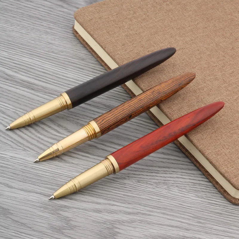 Luxury Copper & Ebony Wood Rollerball Pen – Brass Red Gold Ballpoint Writing Pen for Office & School