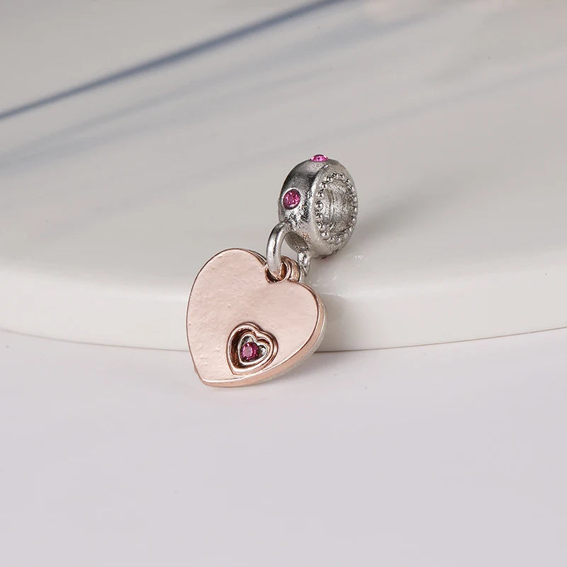 Original Alloy Bead Family Love Heart Pendant Charm - Mom & Dad DIY Jewelry for Pan Bracelets & Necklaces