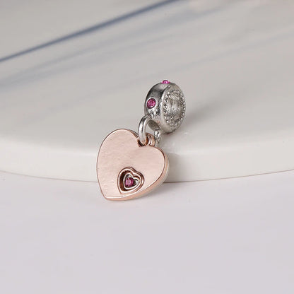 Original Alloy Bead Family Love Heart Pendant Charm - Mom & Dad DIY Jewelry for Pan Bracelets & Necklaces
