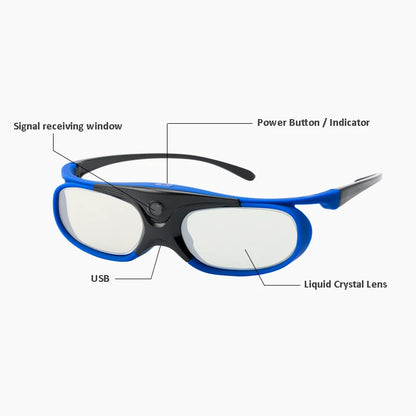 2PCS Active Shutter 3D Glasses 96-144Hz – Compatible with BenQ, Acer, Optoma, JmGo V8, XGIMI Projectors