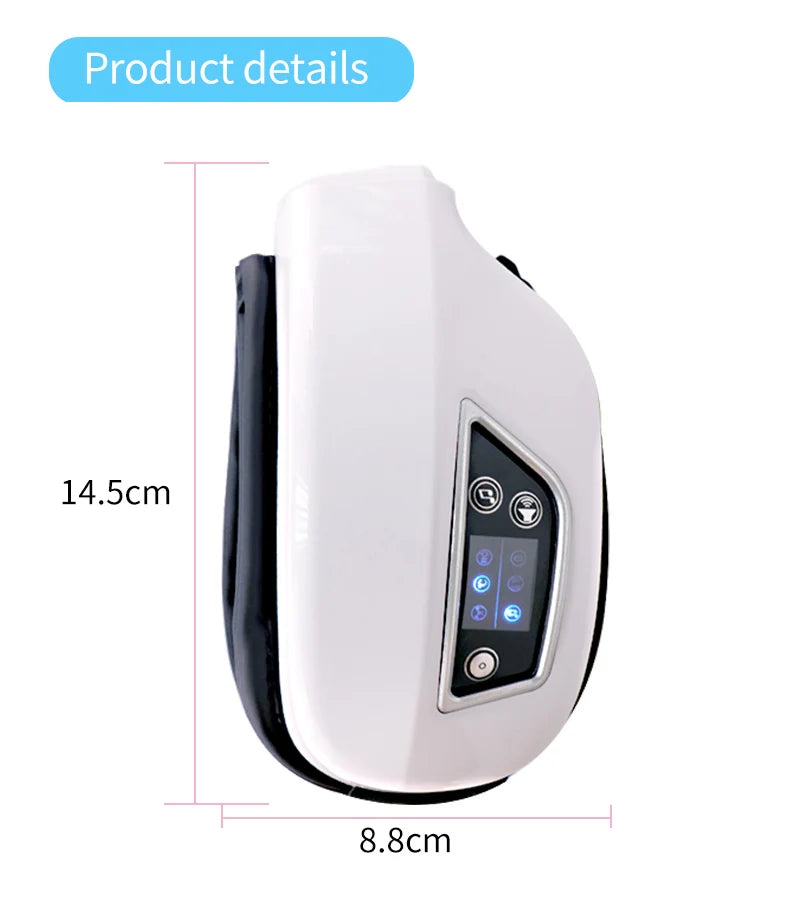 Eye Massage Instrument - Vibration, Airbag Pressure & Hot Compress Eye Massager with Bluetooth Music, Foldable for Fatigue Relief
