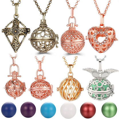 Mexico Music Ball Hollow Zircon Pendant Necklace – Vintage Perfume Aromatherapy Locket for Women