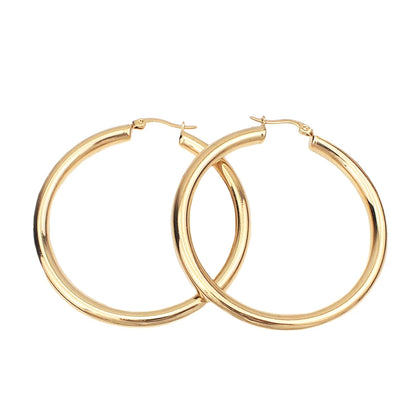 MANILAI Wide Stainless Steel Tube Hoop Earrings — 55mm Punk Statement Earrings for Women, Fashion Jewelry Brincos