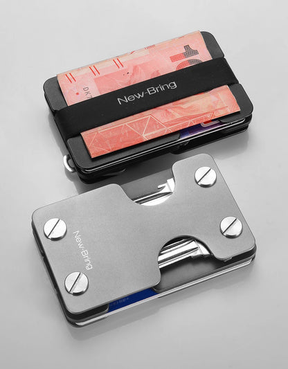 NewBring Multi-Functional Metal Money Clip – Men's Credit Card Wallet with Key Holder
