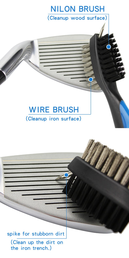 Golf Club Brush – 2-Sided Groove Cleaner Kit for Putter, Wedge & Ball, Golf Accessories