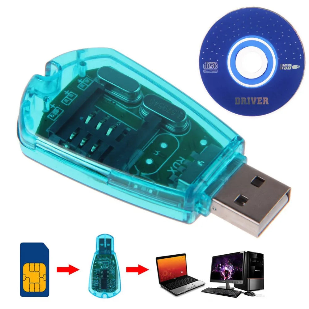 USB Mini SIM Card Reader Writer Kit – Mobile Phone SIM Cloner & Backup Adapter for GSM/CDMA/WCDMA, Data Transfer & SMS Tool with Disk Support