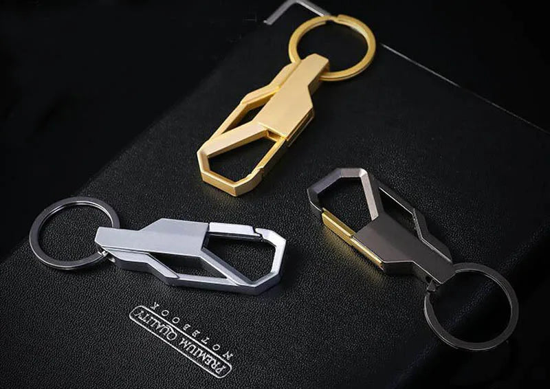 3-Color Silver Metal Keychain – Classic Inlay Key Ring, Romantic Gift for Men & Women