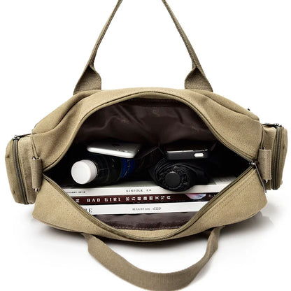 Brand Men’s Crossbody Bags - Canvas Shoulder Messenger Bag for Travel, Casual Large Satchel Handbag in Grey