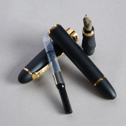 IRAURITA JINHAO X450 Fountain Pen – Dark Green & Golden, 18KGP 0.7mm Broad Nib, Full Metal, 21 Colors with Ink