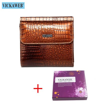 VICKAWEB Mini Women’s Wallet — Genuine Leather Alligator Hasp Short Purse, Fashion Small Wallet for Women 209
