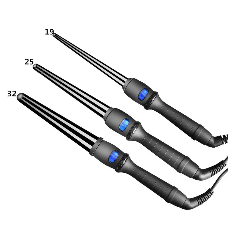 LCD Conical Curling Iron: Ceramic Glaze Pear Flower Cone Electric Hair Curler for Beautifully Curled Hairstyles