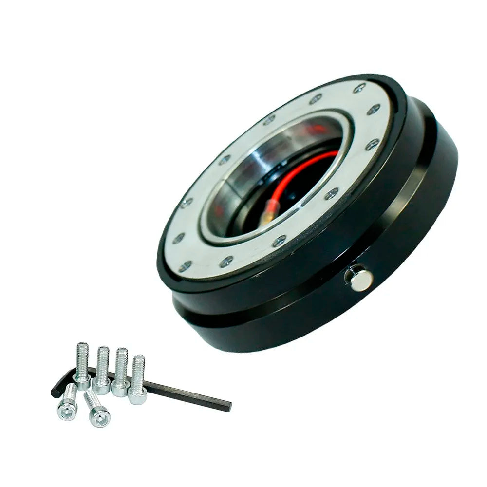 Thin 6 Hole Steering Wheel Quick Release Hub Adapter Kit - Snap Off Boss in Multiple Colors (Silver/Blue/Red/Black)
