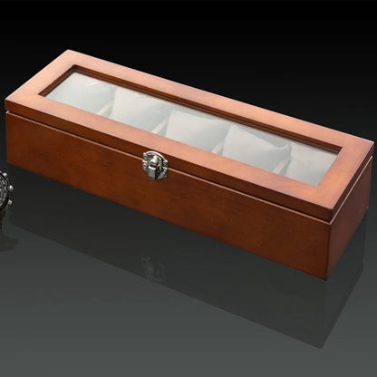 Wood Watch Box Organizer with Glass Window — Luxury Wooden Display Case & Storage Holder for Men’s Watches