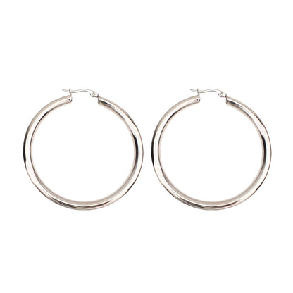 MANILAI Wide Stainless Steel Tube Hoop Earrings — 55mm Punk Statement Earrings for Women, Fashion Jewelry Brincos