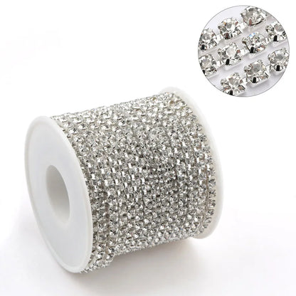 Glitter Rhinestone Chain Trim - SS6 SS16 Crystal Sew-On Glue-On Decoration For DIY Clothing Accessories
