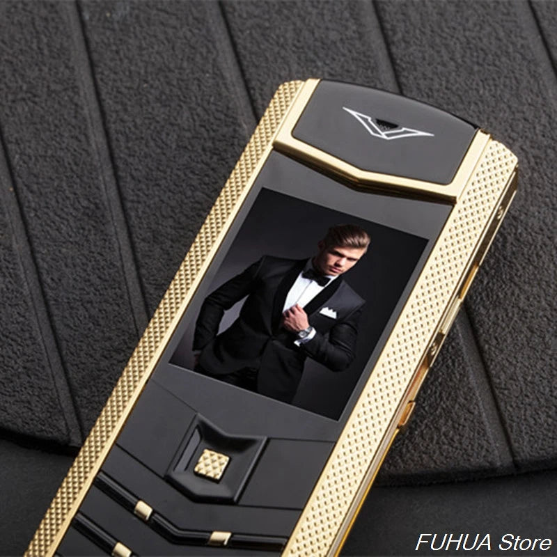 V9 Metal Body Luxury Bar Phone – Dual SIM, Bluetooth Dialer with Russian Keyboard for Seniors