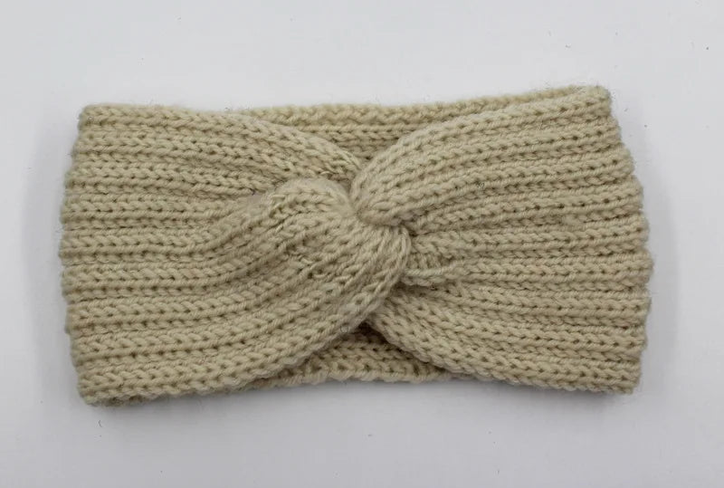 Women's Solid Color Knitted Headband – Elastic Twisted Turban Headwrap, Winter Hair Band for Girls, Fashion Hair Accessories