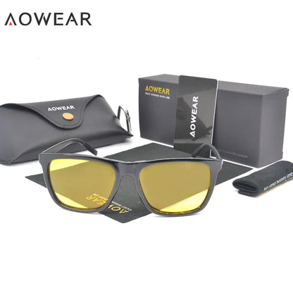 AOWEAR HD Night Vision Glasses – Polarized Yellow Lens Sunglasses for Men, Safe Driving Goggles