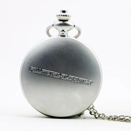 Fullmetal Alchemist Antique Silver Pocket Watch Necklace – Quartz Pendant Watch with Chain Anime Collectible Gift