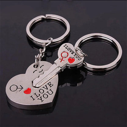 Zinc Alloy Couple Keychain - Silver-Plated My Heart Key Ring for Wedding Favors & Romantic Gifts