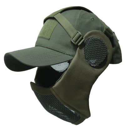 TAK YIYING Foldable Mesh Hunting Mask with Ear Protection and Cap – Ideal for Airsoft and Paintball