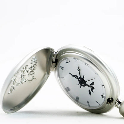 Fullmetal Alchemist Antique Silver Pocket Watch Necklace – Quartz Pendant Watch with Chain Anime Collectible Gift