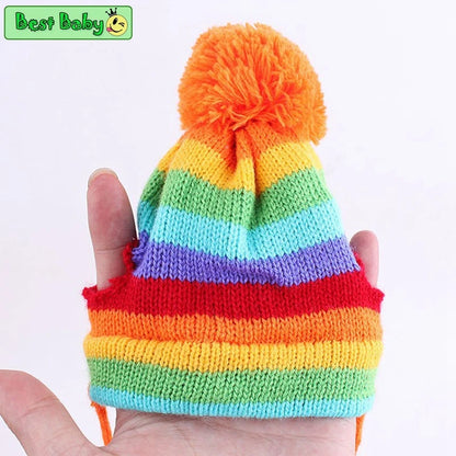 Winter Knitted Pet Accessories Set – Striped Hat, Scarf & Socks for Small Dogs, Puppies & Cats