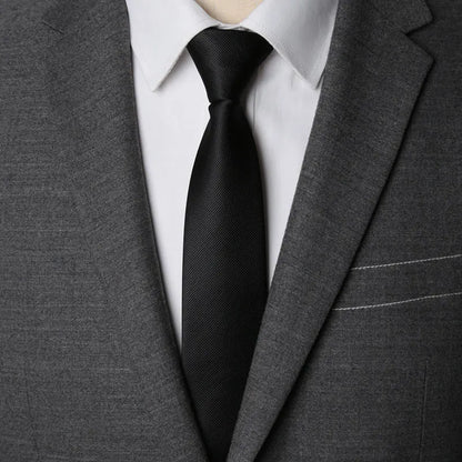 Men’s Zipper Necktie – 6cm Solid Lazy Tie for Business, Wedding & Fashion Accessories