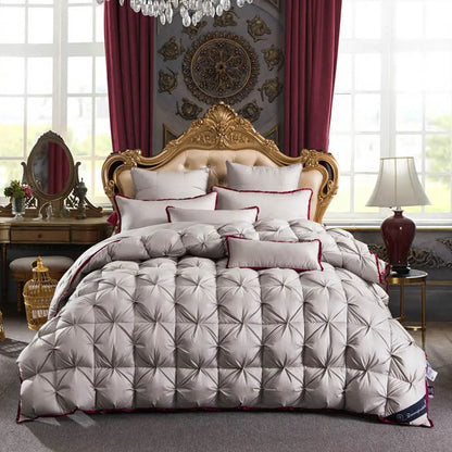 3D Luxury Quilted Goose Down Duvet – 100% High-Rank Winter Comforter, Thick Solid Color Blanket for King, Queen & Full Size Beds