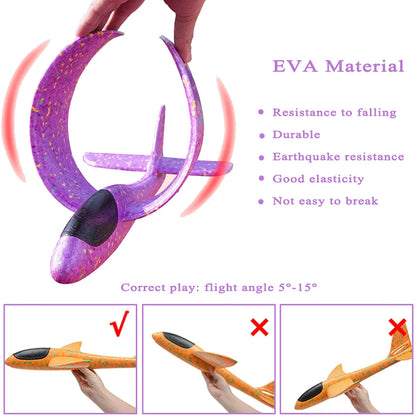 48cm EVA Foam Glider Aircraft Toy – Hand-Throw Flight Airplane DIY Model for Kids, Fun Outdoor Toy Gift