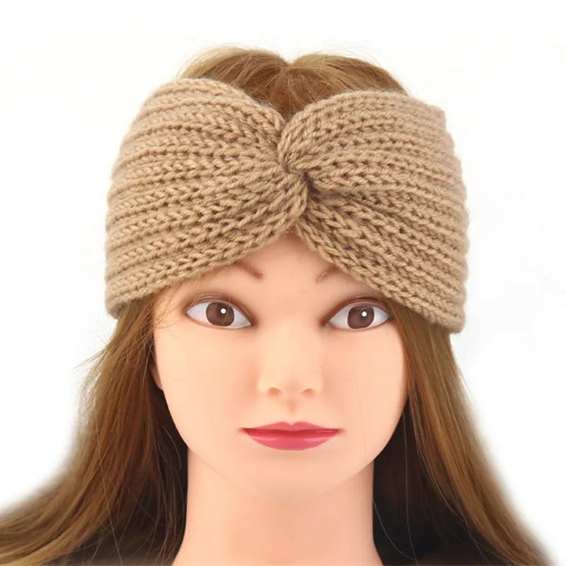 Women's Solid Color Knitted Headband – Elastic Twisted Turban Headwrap, Winter Hair Band for Girls, Fashion Hair Accessories