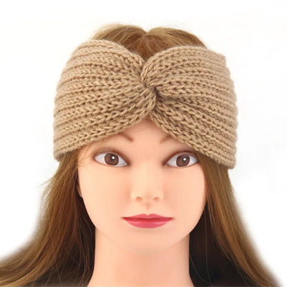 Women's Solid Color Knitted Headband – Elastic Twisted Turban Headwrap, Winter Hair Band for Girls, Fashion Hair Accessories