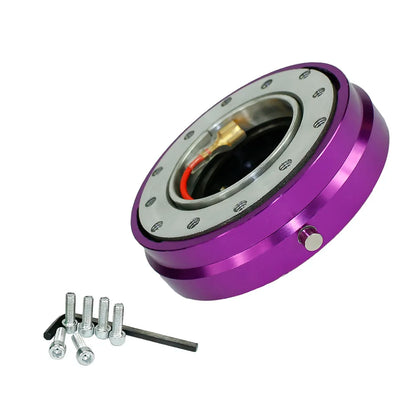 Thin 6 Hole Steering Wheel Quick Release Hub Adapter Kit - Snap Off Boss in Multiple Colors (Silver/Blue/Red/Black)