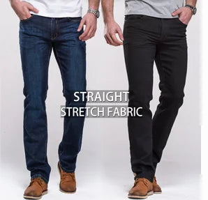 Men’s Bootcut Jeans — Slim Fit Stretch Denim Pants Slightly Flared Classic Designer Trousers Blue Black