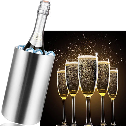 UPORS Stainless Steel Wine Cooler Bucket – Double Wall Bottle Holder for Champagne, Beer & Ice, Bar Chiller Tool