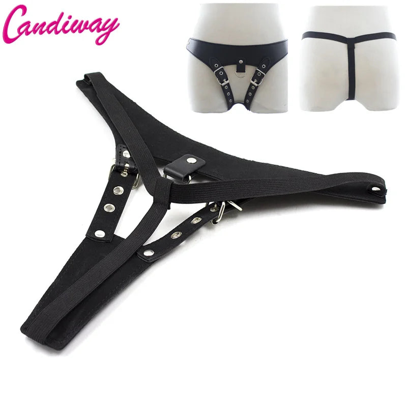 Women's Leather Chastity Belt - Adjustable Body Restraint Harness with Cock Ring for Adult Intimate Use