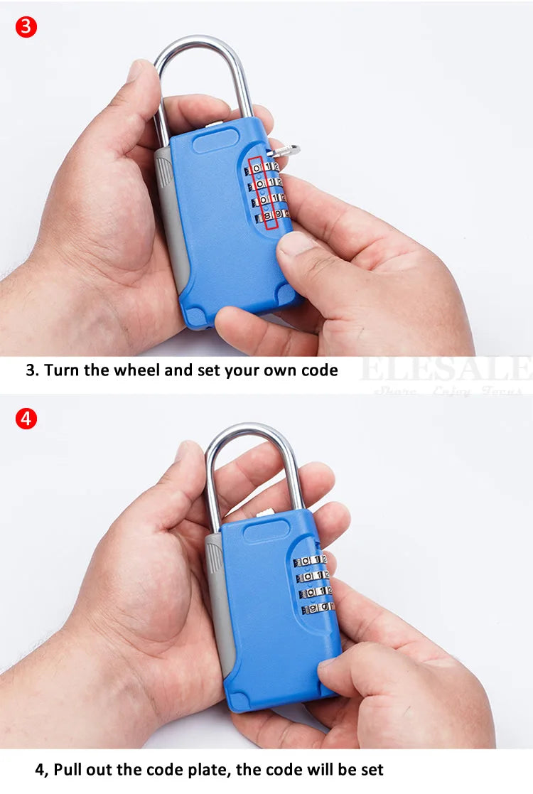 High-Quality Hidden Key Safe Box – 4-Digit Password Lock with Hook (Mini Metal Secret Storage for Home, Villa, Caravan)