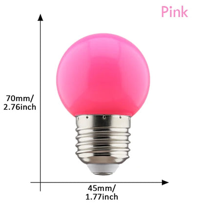 G45 E27 LED Light Bulbs 2-Pack - Colorful 220V Lamps for Christmas, Weddings & Indoor Party Lighting