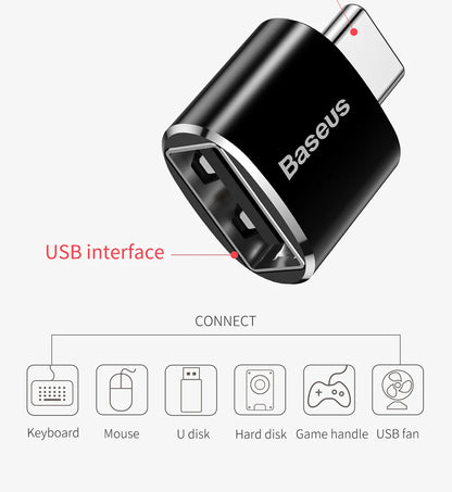 Baseus USB to Type-C OTG Adapter – USB-C Male to Micro USB Female Converter for MacBook, Samsung S20, USBC OTG Connector