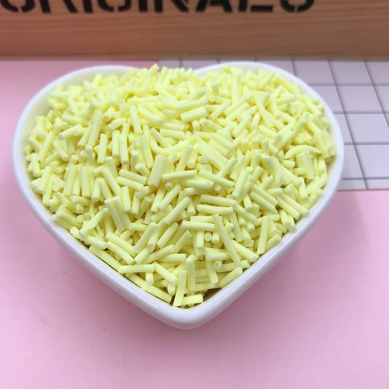 100g Colorful Long Clay Sprinkles – 5-6mm DIY Craft Decorations for Phone Deco & Creative Projects