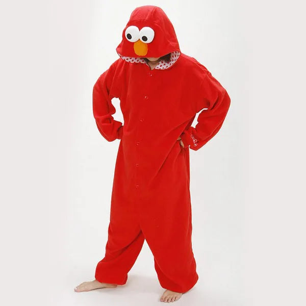 Cookie Monster & Elmo Kigurumi Pajamas - Adult Flannel Cosplay Onesie Costume for Men & Women