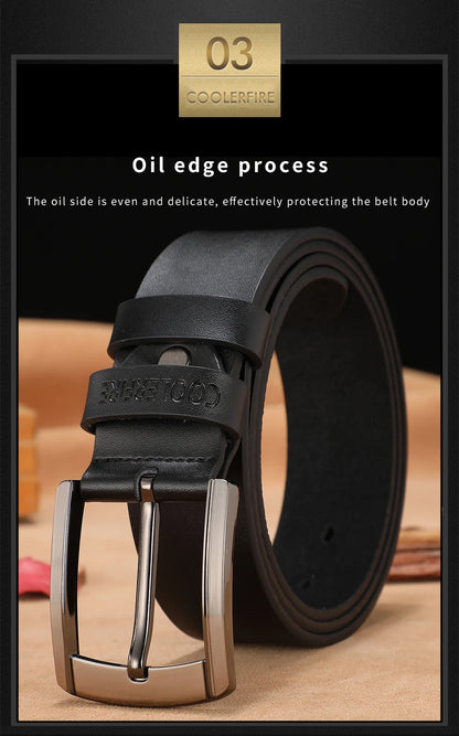 Men's High-Quality Genuine Leather Belt – Luxury Designer Cowskin Fashion Strap for Jeans & Cowboy Style