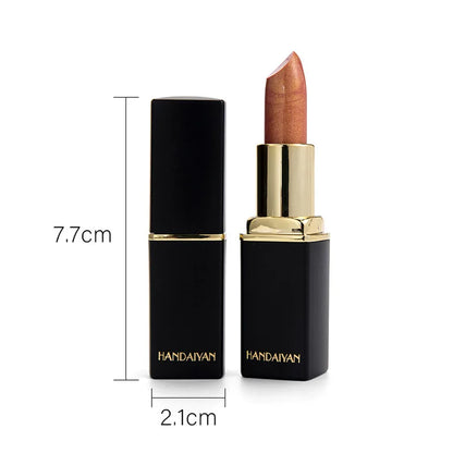 Professional Brand Lipstick – Waterproof, Long-Lasting Nude Pink & Mermaid Shimmer, Luxury Makeup Cosmetic