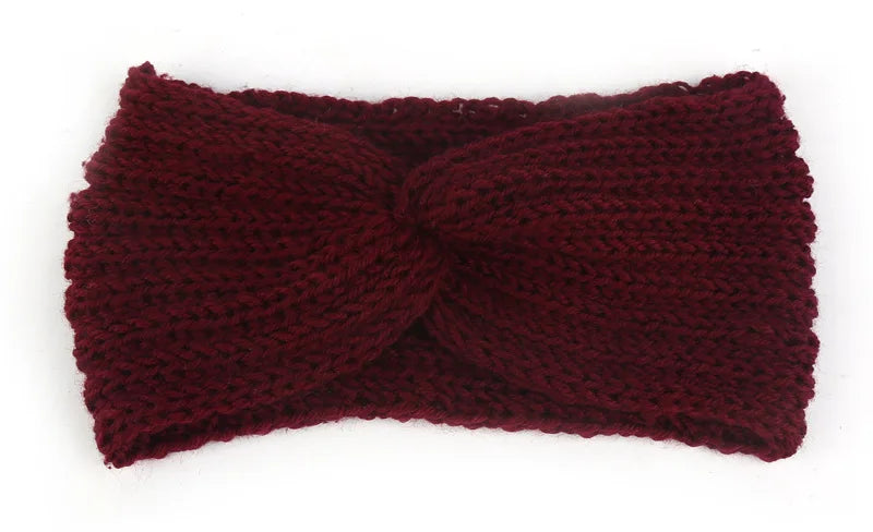 Women's Solid Color Knitted Headband – Elastic Twisted Turban Headwrap, Winter Hair Band for Girls, Fashion Hair Accessories