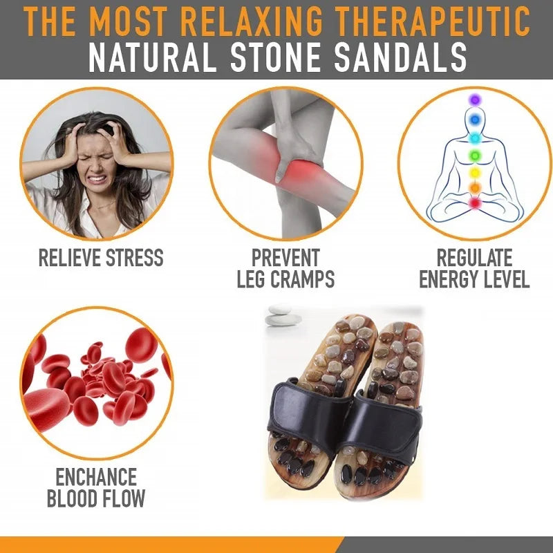Elevate Comfort with Massage Stone Shoes - Acupressure Slippers with Natural Stone Reflexology for Soothing Foot Acupoint Massage