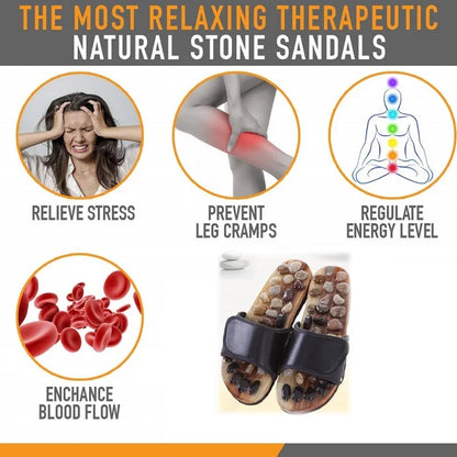 Elevate Comfort with Massage Stone Shoes - Acupressure Slippers with Natural Stone Reflexology for Soothing Foot Acupoint Massage