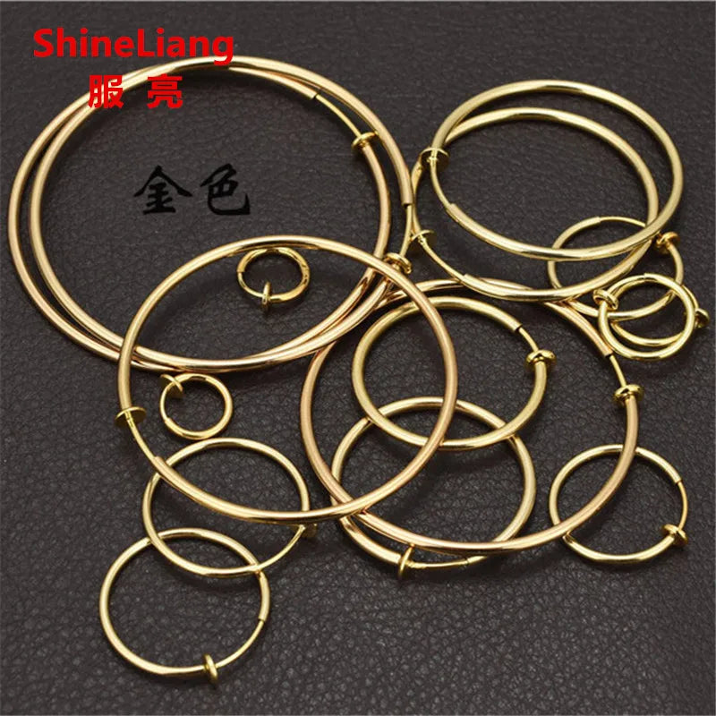 Unisex Clip-On Earrings – Invisible No-Piercing Spring Ear Cuffs, Small Circle Gold/Silver/Black Plated Jewelry for Women & Men