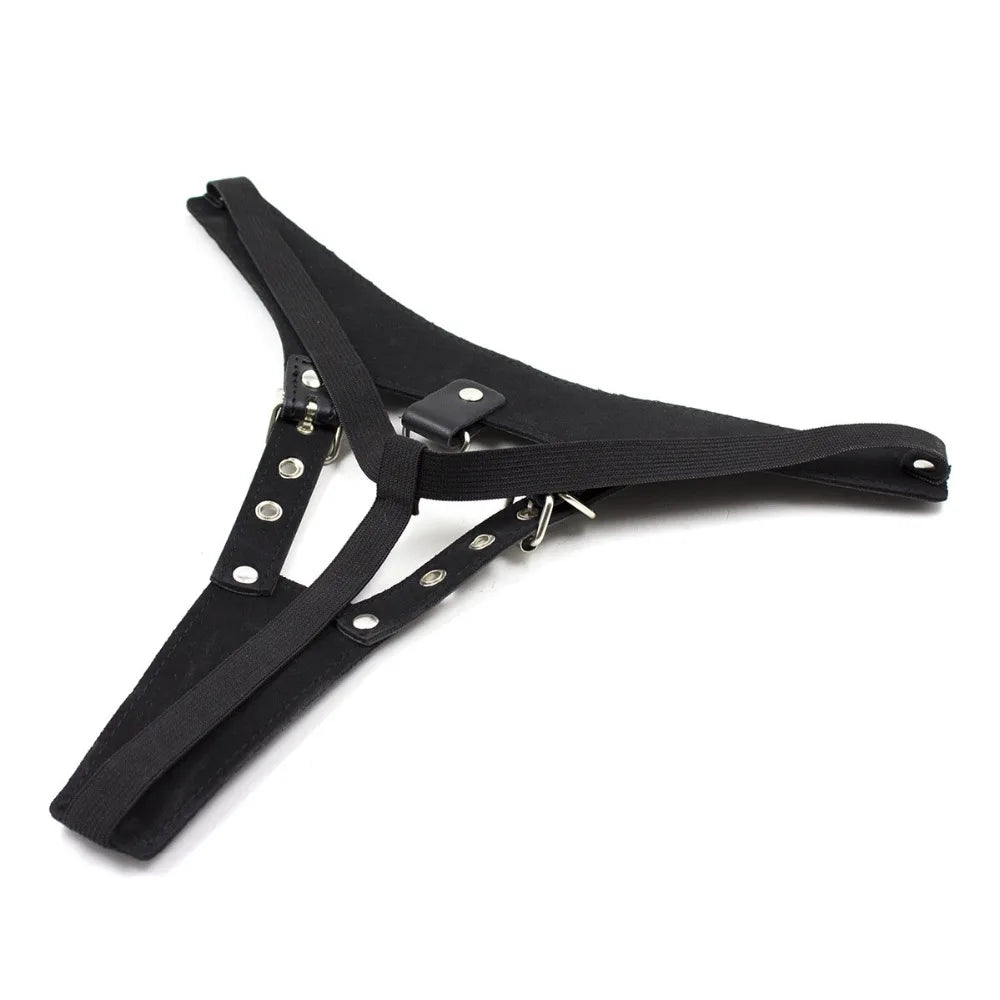 Women's Leather Chastity Belt - Adjustable Body Restraint Harness with Cock Ring for Adult Intimate Use