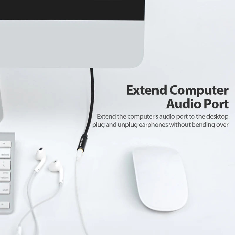 Vention 3.5mm AUX Extension Cable – Jack Audio Cord for Car, Laptop, TV, Xiaomi & Huawei | Stereo Headphone & Speaker Connector