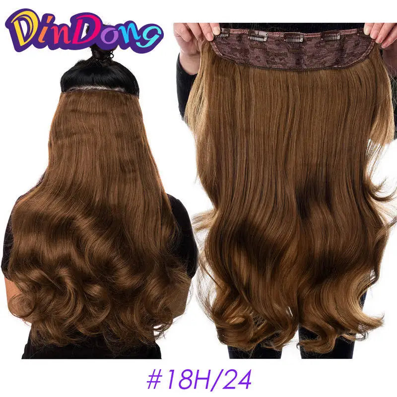 DinDong 32" Clip-In Hair Extensions — 210G Synthetic Wavy, Heat Resistant, 613# Blonde & 19 Colors
